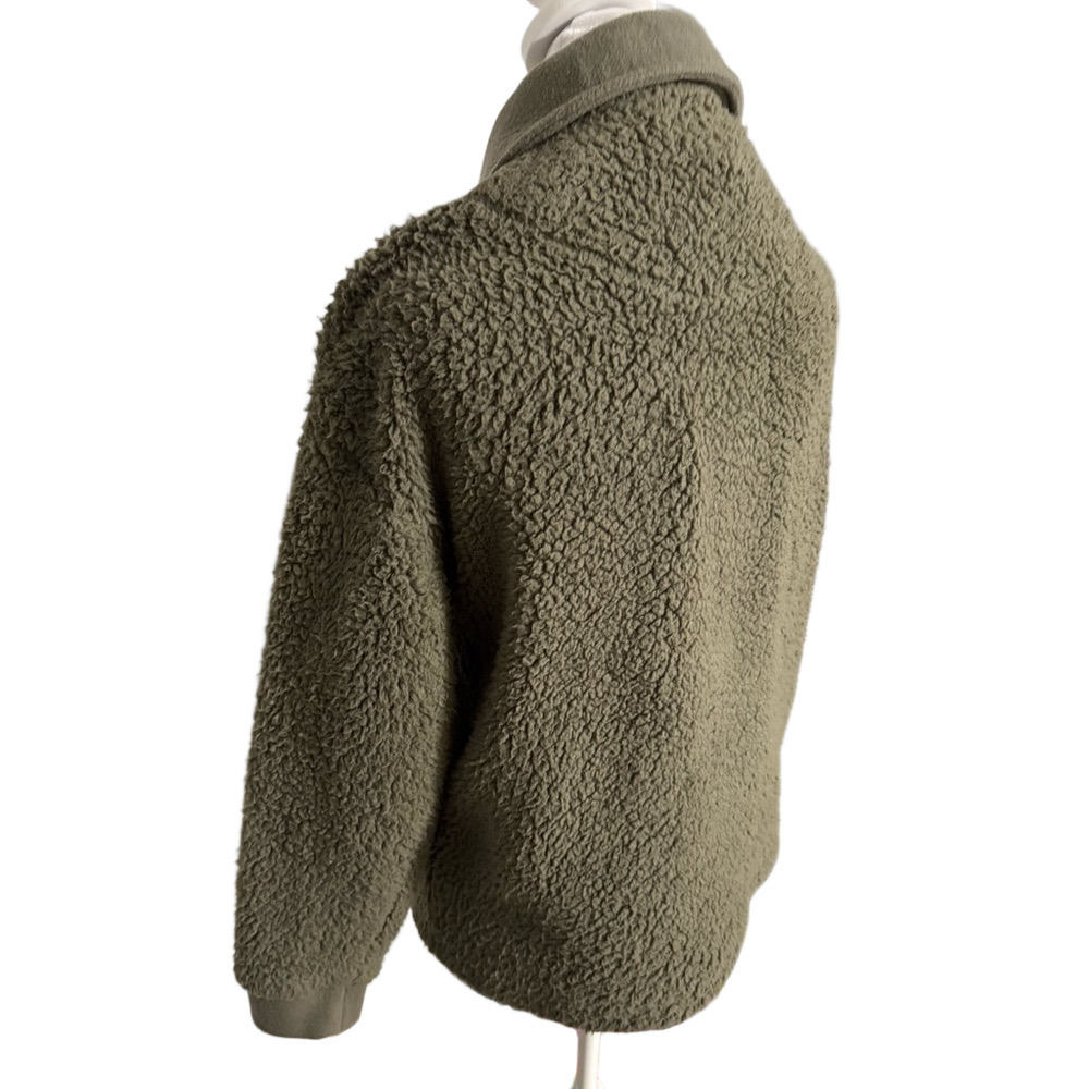 Pink Rose Army Green Faux Fur Sherpa Button Jacket Women Size XS - Picture 7 of 16
